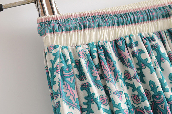 Fusta lunga lata cu cravate in talie cu model cu model