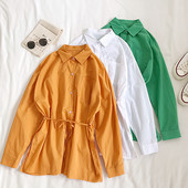 Cămașă de damă cu mâneci lungi și legături în talie în mai multe culori