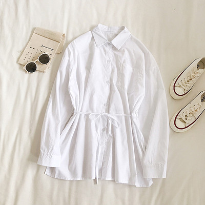 Cămașă de damă cu mâneci lungi și legături în talie în mai multe culori