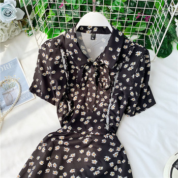 Rochie de dama in negru si model floral