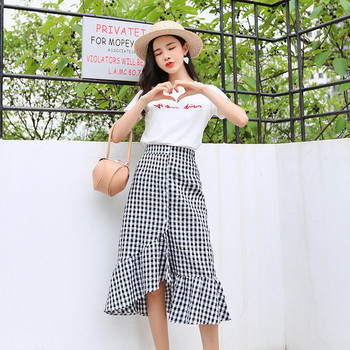 Fusta dama in carouri in doua culori cu nasturi