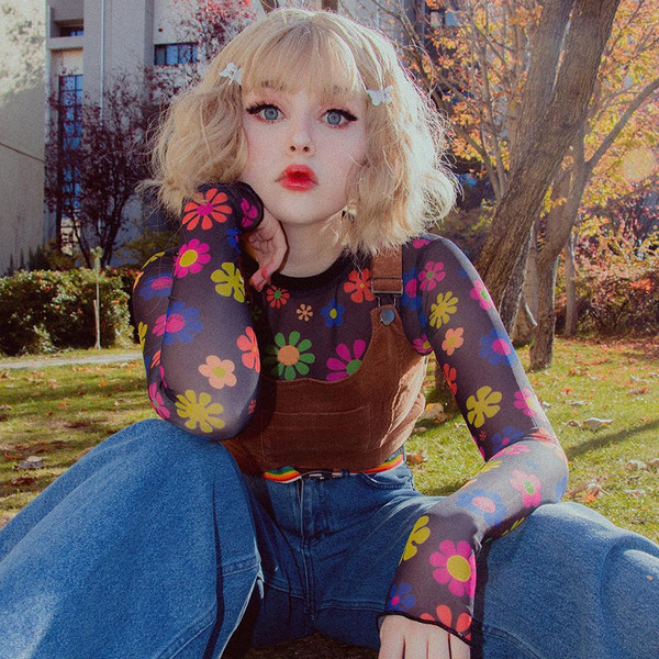 Bluză de damă modernă, cu mânecă lungă, cu model floral