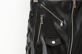 Fusta scurta din piele ecologica cu fermoare negre