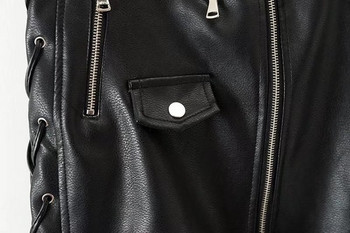 Fusta scurta din piele ecologica cu fermoare negre