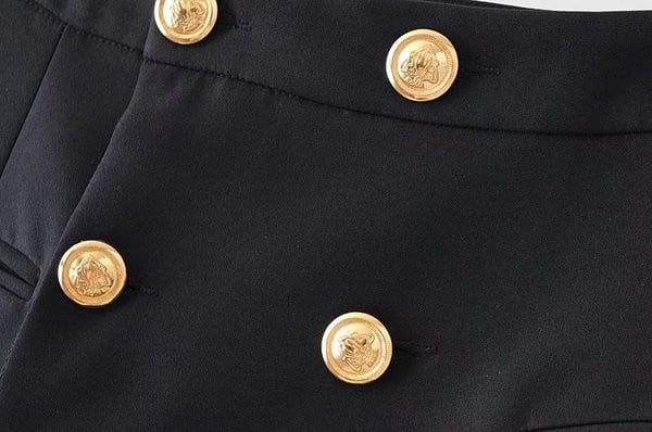 Fusta de dama asimetrica cu nasturi in negru