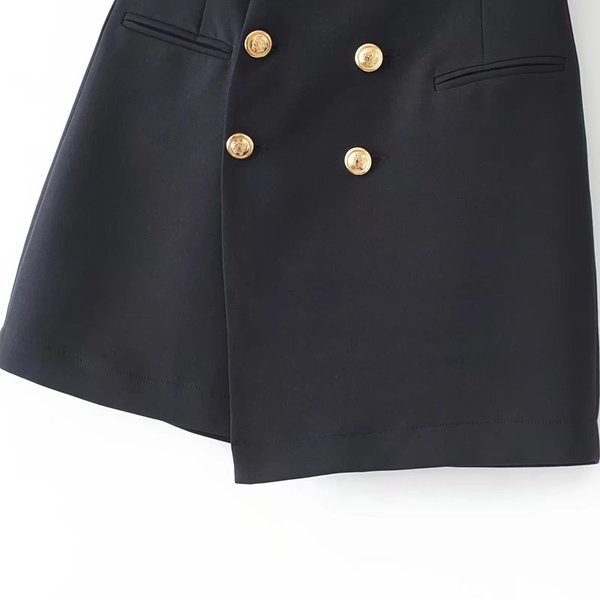 Fusta de dama asimetrica cu nasturi in negru