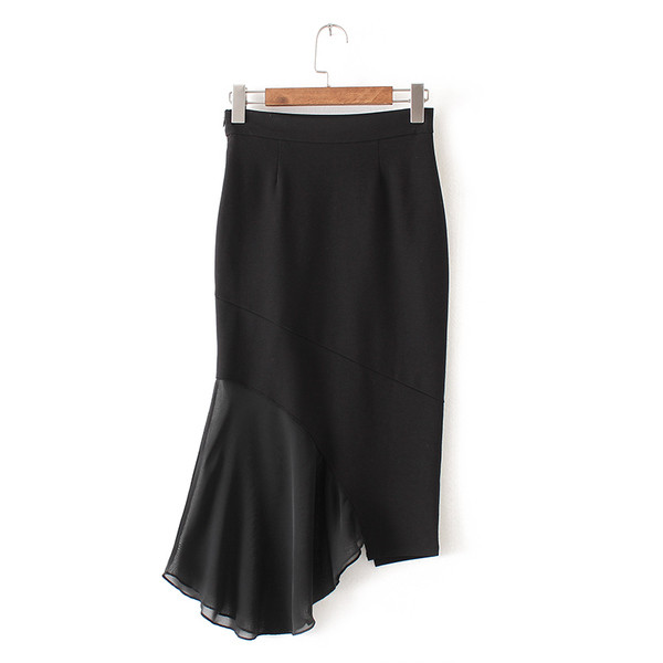 Fusta de dama lunga cu tul in negru