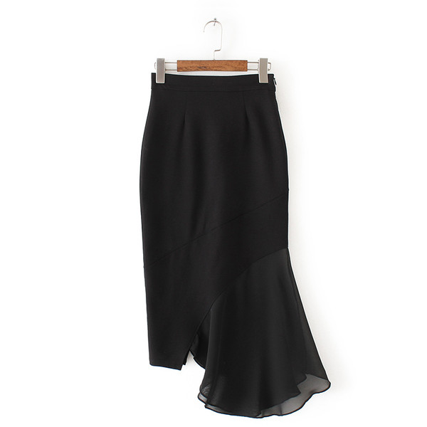 Fusta de dama lunga cu tul in negru