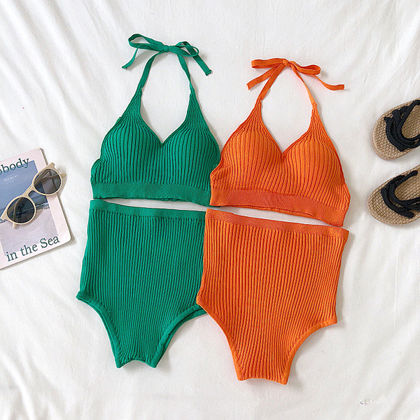 Γυναικείο πλεκτό μαγιό σε τρία χρώματα