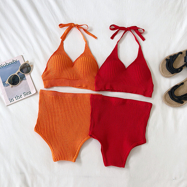 Γυναικείο πλεκτό μαγιό σε τρία χρώματα