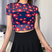 Bluză de damă actuală cu model floral în albastru