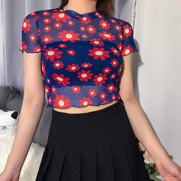 Bluză de damă actuală cu model floral în albastru