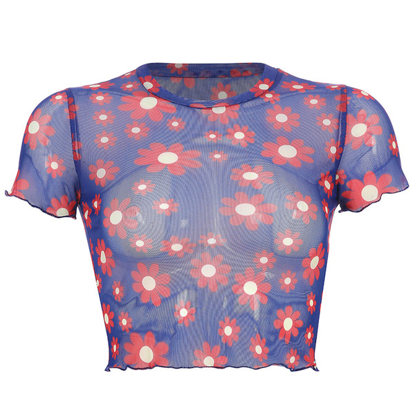 Bluză de damă actuală cu model floral în albastru