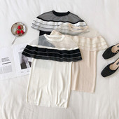 Tricou de dama modern in negru, alb si bej