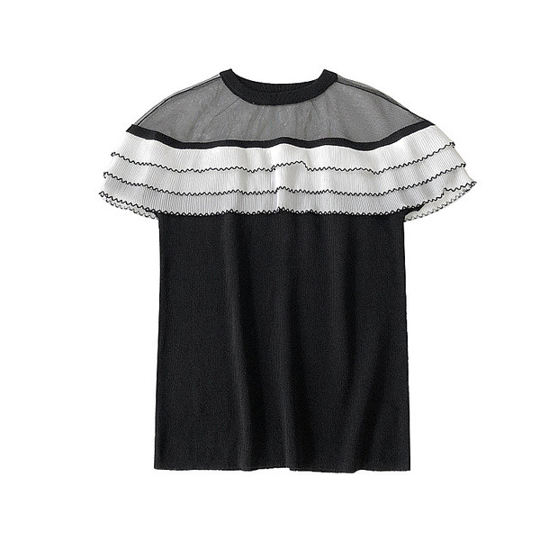 Tricou de dama modern in negru, alb si bej