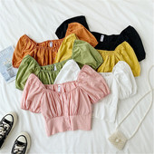 Bluza scurta dama cu nasturi in mai multe culori