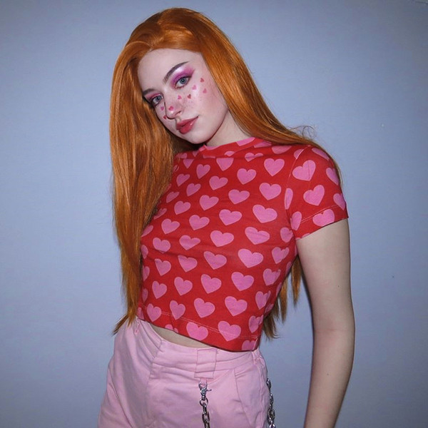 Bluză de damă de ultimă generație cu mâneci scurte de culoare roșie