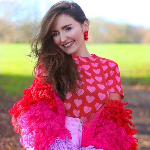 Bluză de damă de ultimă generație cu mâneci scurte de culoare roșie