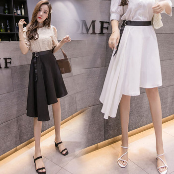 Fusta de dama eleganta in alb si negru model croiat