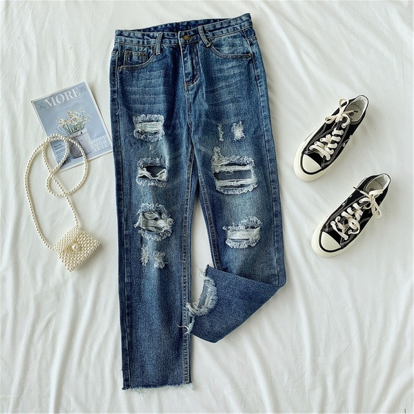 Blugi lungi de dama cu motive rupte