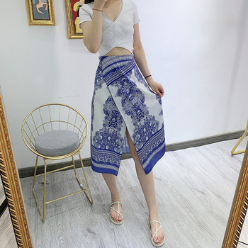 Fusta lungă asimetrică cu model cu model