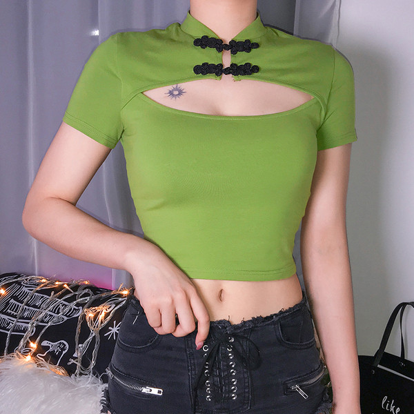 Bluza scurta de dama actuala de culoare verde