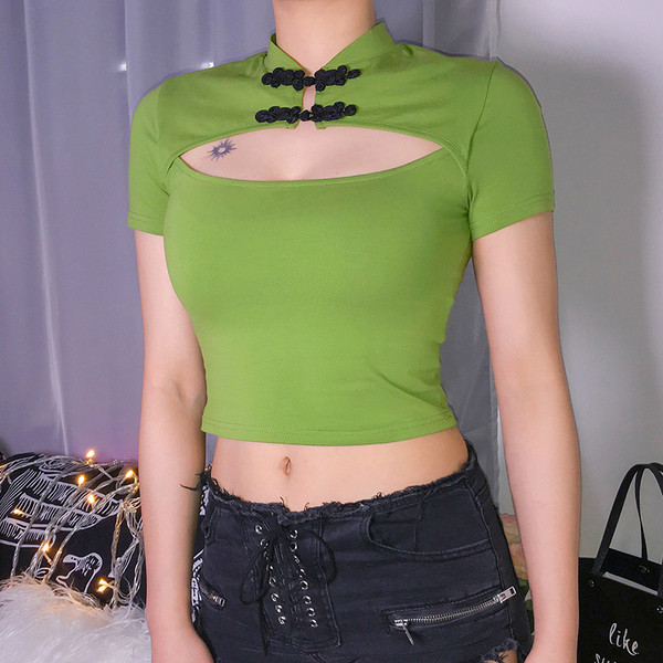 Bluza scurta de dama actuala de culoare verde