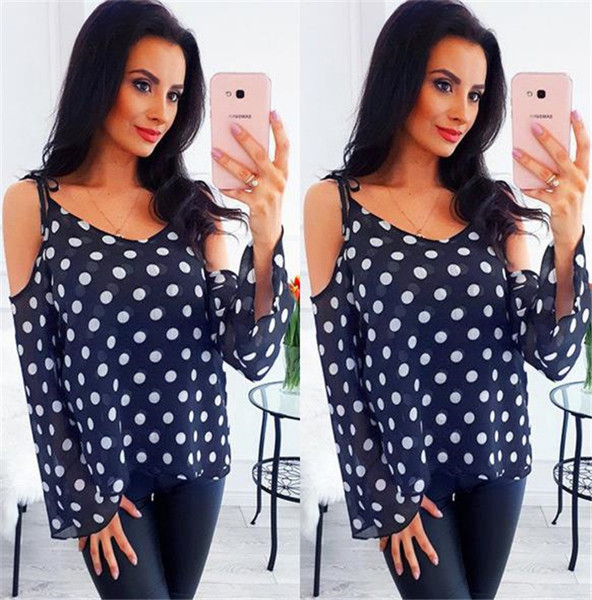 Bluză casual de damă cu mâneci lungi și umerii goi