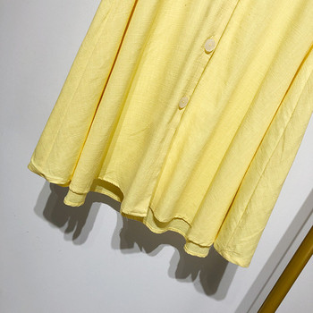 Fusta lunga de dama cu nasturi si curea de culoare galbena