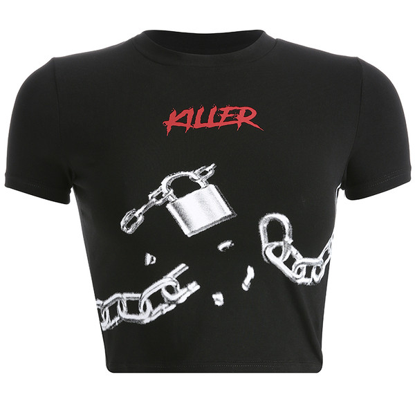 Bluză casual de damă în negru cu imprimeu