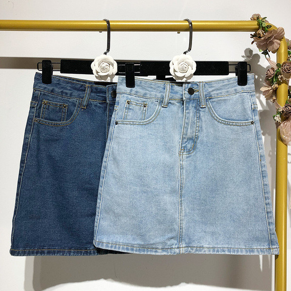 Fusta de dama scurta din denim cu buzunare in doua culori