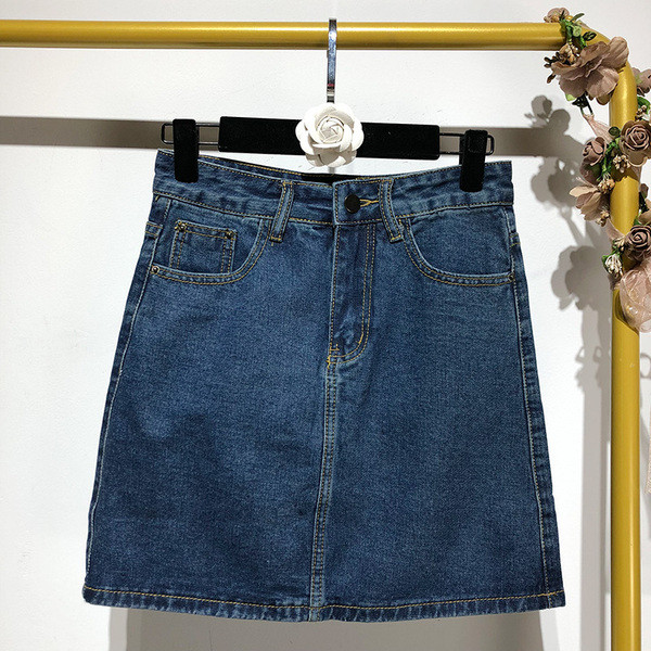 Fusta de dama scurta din denim cu buzunare in doua culori