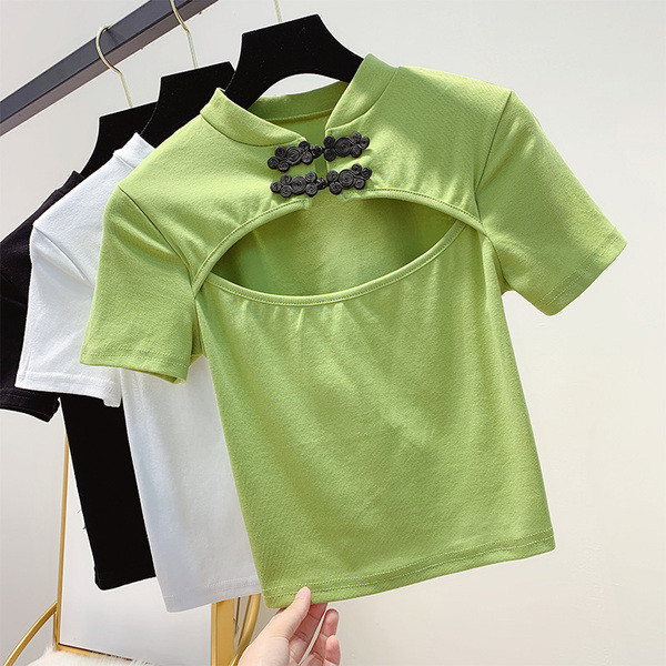 Bluză de damă modernă cu mâneci scurte în trei culori