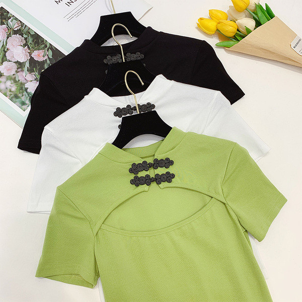 Bluză de damă modernă cu mâneci scurte în trei culori