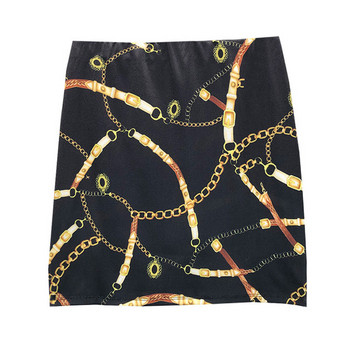 Fusta scurta de dama in negru cu model