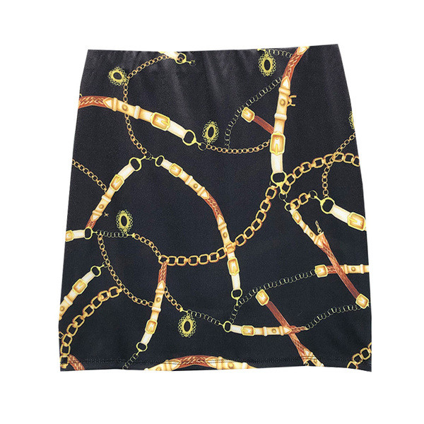 Fusta scurta de dama in negru cu model