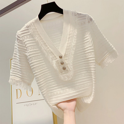 Bluza de dama cu decolteu in V cu nasturi