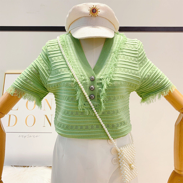 Bluza de dama cu decolteu in V cu nasturi