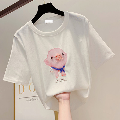 Bluză de damă cu mâneci scurte și efect strălucitor