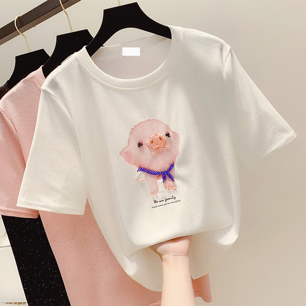 Bluză de damă cu mâneci scurte și efect strălucitor