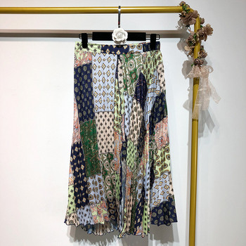 Fusta lată plisată cu model