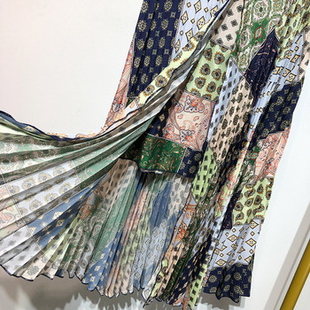 Fusta lată plisată cu model