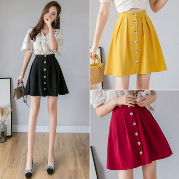 Fusta de dama moderna in trei culori cu nasturi