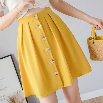 Fusta de dama moderna in trei culori cu nasturi