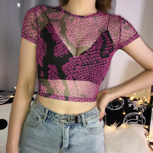 Bluza scurta de dama cu imprimeu sarpe in doua culori