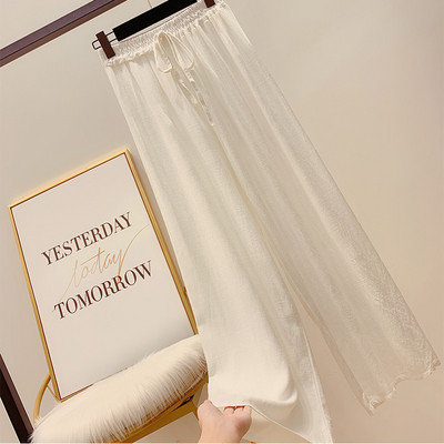 Pantaloni de dama cu talie inalta si cravate in patru culori