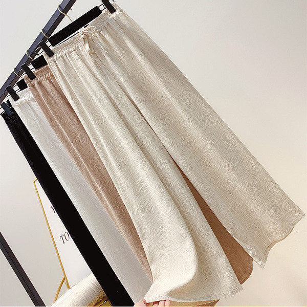 Pantaloni de dama cu talie inalta si cravate in patru culori