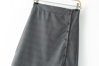 Fusta de dama asimetrica cu nasturi in negru