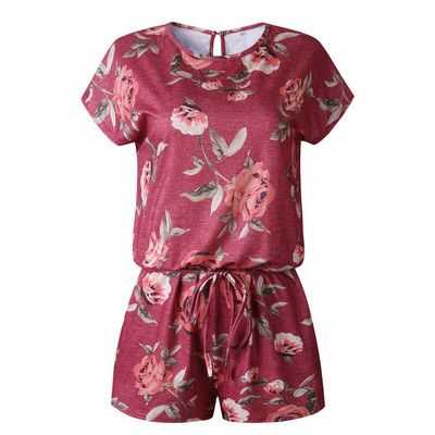 Salopeta casual dama cu model floral si cravate in talie in mai multe culori