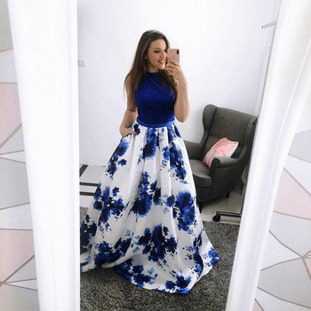 Rochie moderna de dama lunga de culoare albastra